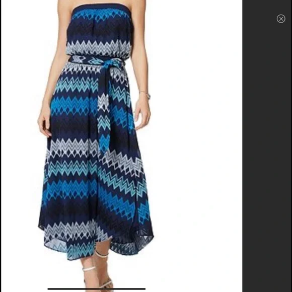 Ramy Brook Sylvia Strapless Chevron Printed Maxi Dress NWT Size Medium - Picture 1 of 5